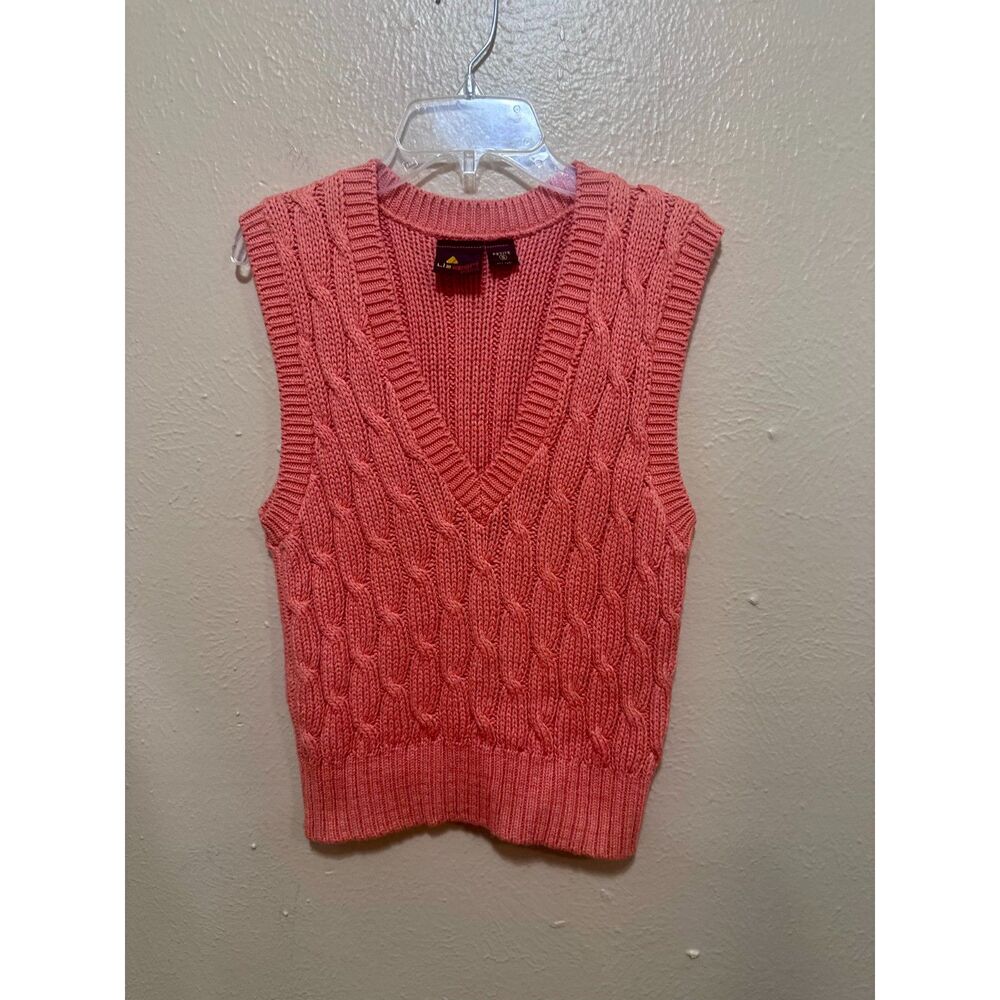 Lizsport Petites Coral Cable Knit Sweater Vest Sleeveless Top Small‎ S